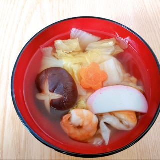 白菜と椎茸と海老のお雑煮